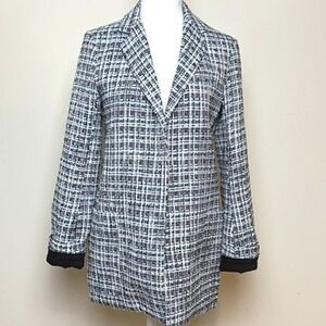 Adam Lippes Tweed Blazer Jacket Womens Size 2 Blue Black Career‎ Wear